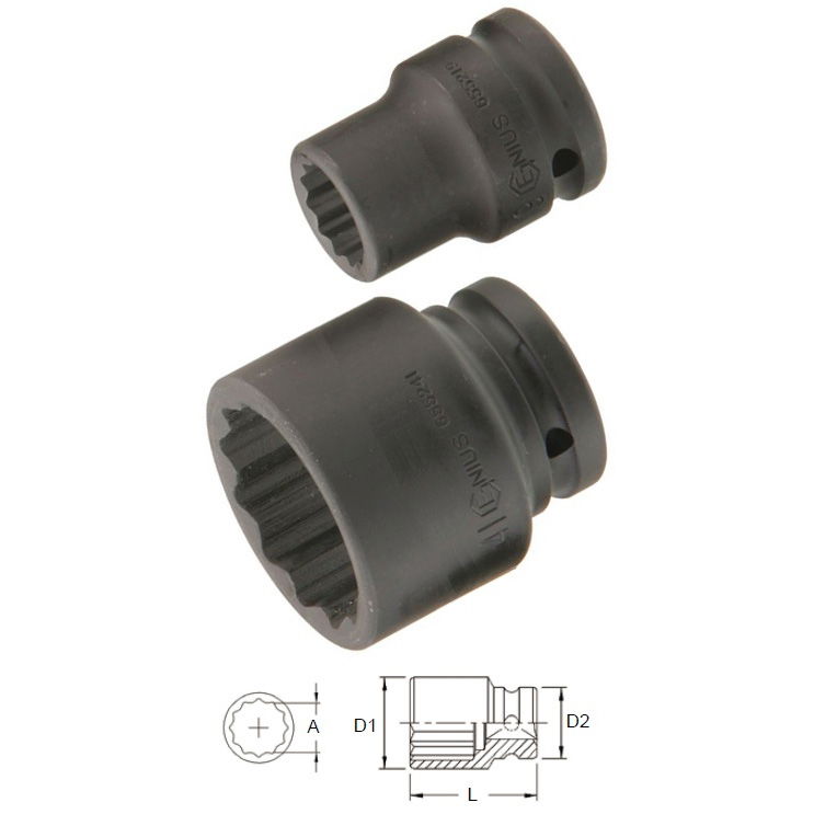 Genius Tools 655259 3/4"-os 12 lapú gépi dugókulcs fej, 59 mm termék fő termékképe