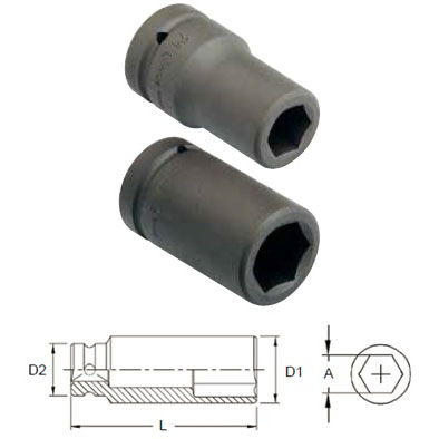 Genius Tools 849541 1"-os 6 lapú gépi dugókulcs fej, hosszított kivitel, 41 mm termék fő termékképe