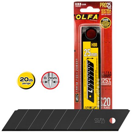 Olfa HBB-20B tördelhető penge, fekete, 25 mm, 20 db/csomag termék fő termékképe