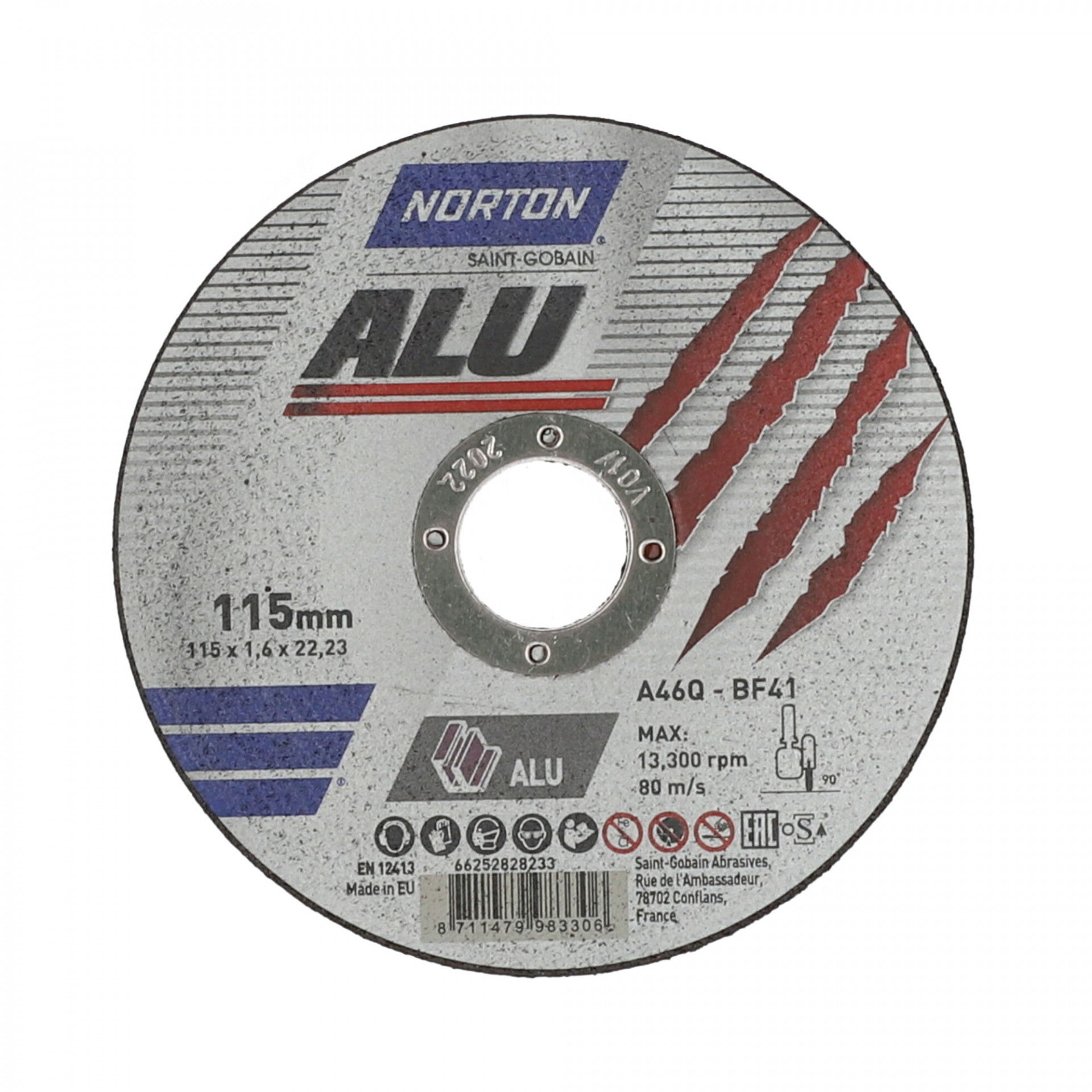 Norton Alumínium vágókorong 115x1,6x22,23mm A46Q, 25 db/csomag termék fő termékképe