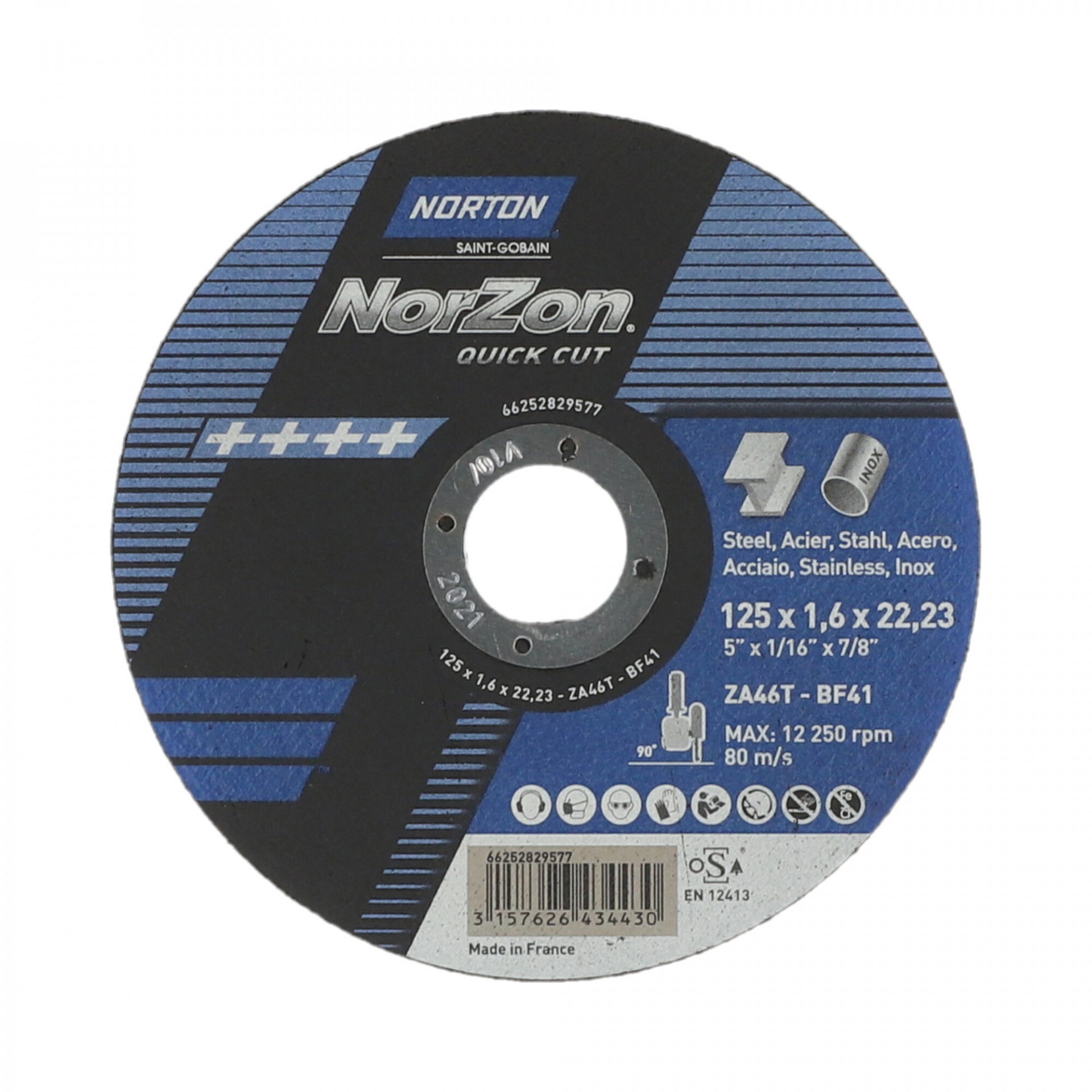 Norton Norzon Quick Cut vágókorong 125x1,6x22,23 mm ZA46T, 25 db/csomag termék fő termékképe