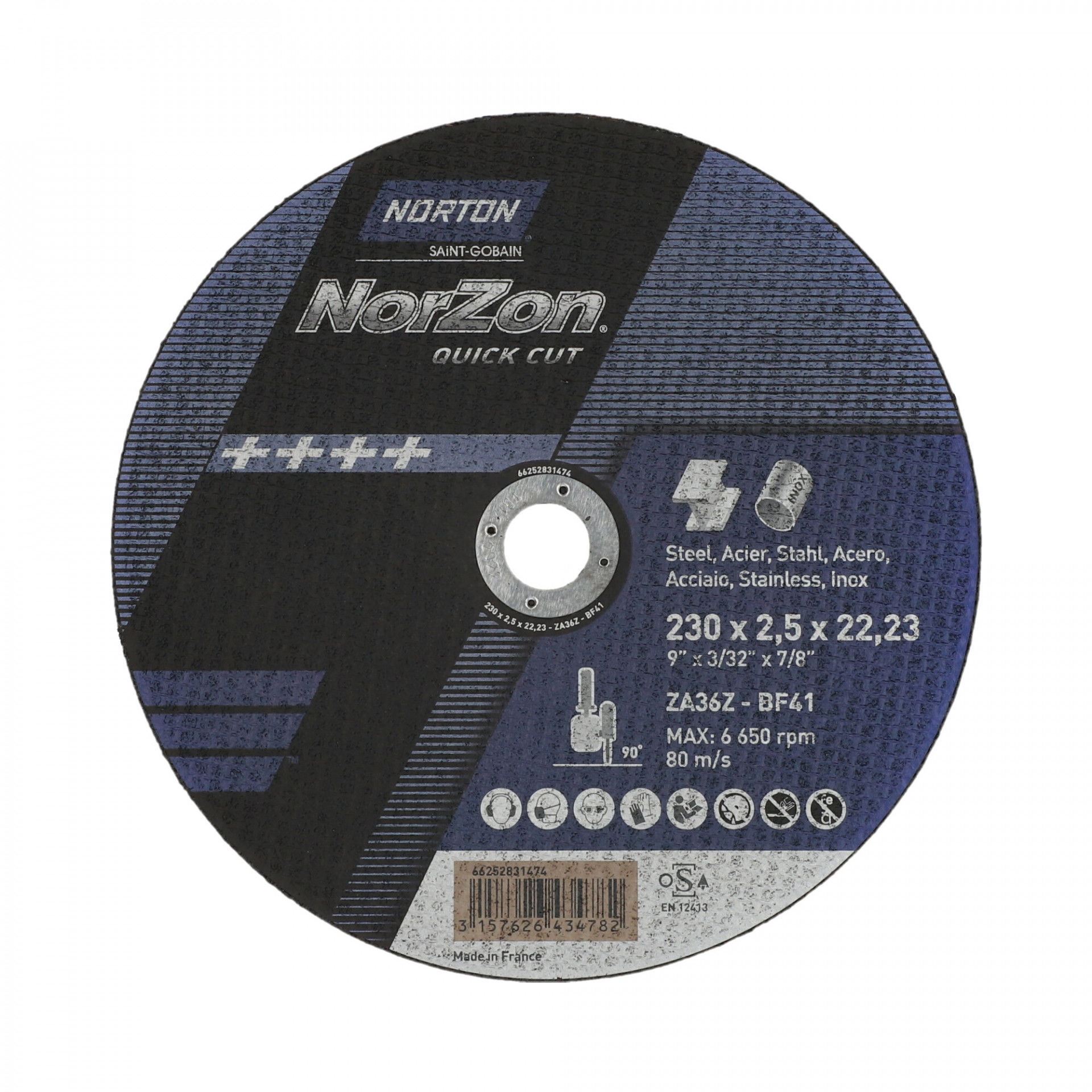 Norton Norzon Quick Cut vágókorong 230x2,5x22,23 mm ZA36Z, 25 db/csomag termék fő termékképe