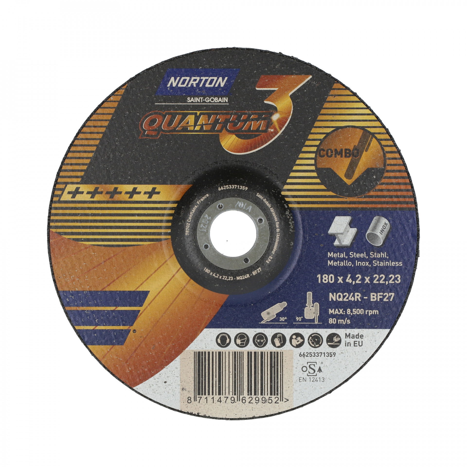 Norton Quantum 3 fém-inox tisztítókorong 180x4,2x22,23mm, 20 db/csomag termék fő termékképe