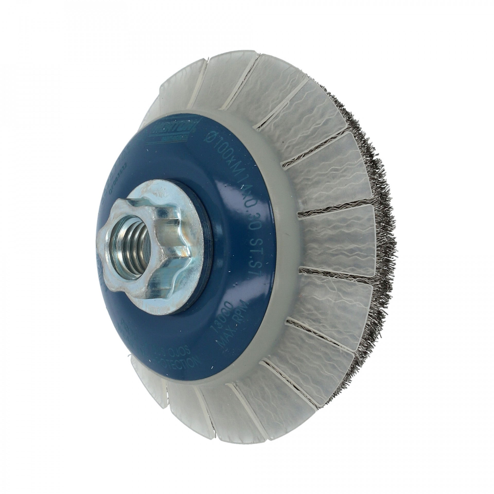 Norton hullámos kúpos drótkorong inox (kefekorong) védőburkolattal 100xM14 T24 termék fő termékképe