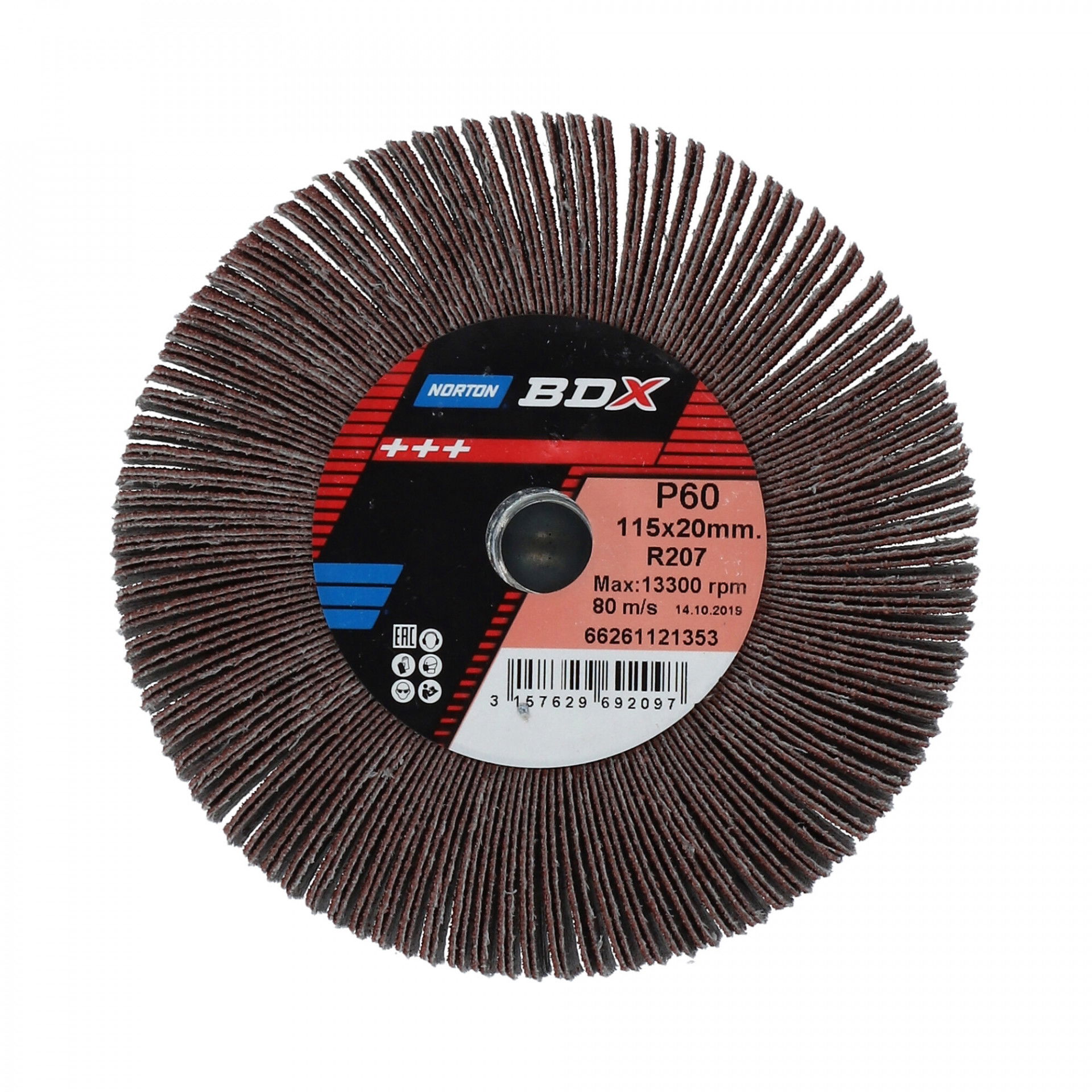 Norton BDX R207 Plus szaturnusz lamellás csiszolókorong Ø115x20xM14 P60, 5 db/csomag termék fő termékképe