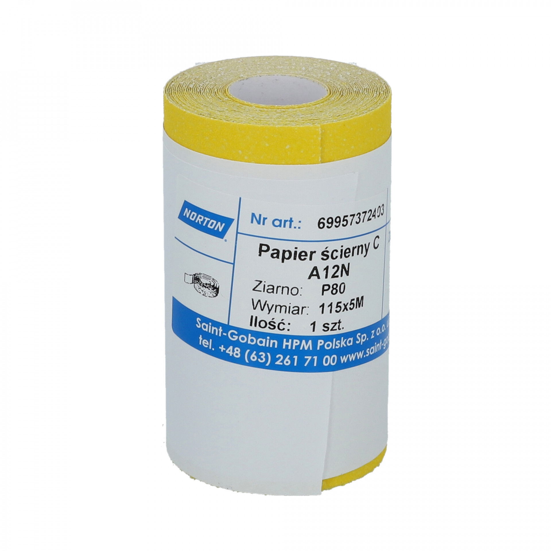 Norton A12N csiszolótekercs 115mmx5m P80, 10 db/csomag termék fő termékképe
