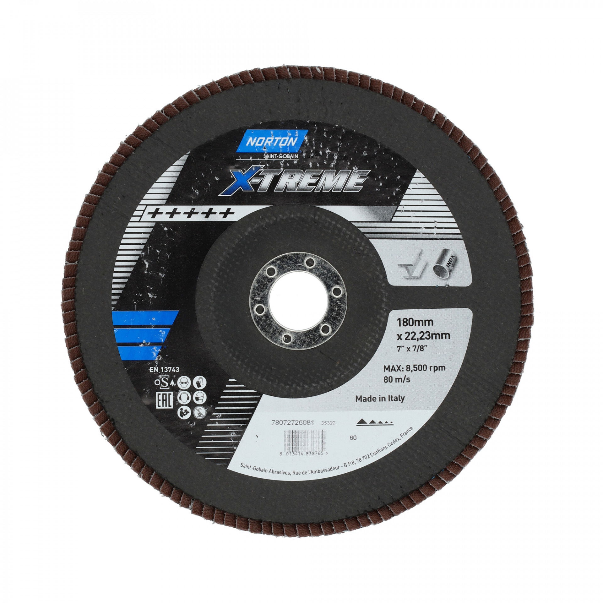 Norton X Treme R860 lamellás csiszolókorong Ø180x22 mm P60, 10 db/csomag termék fő termékképe