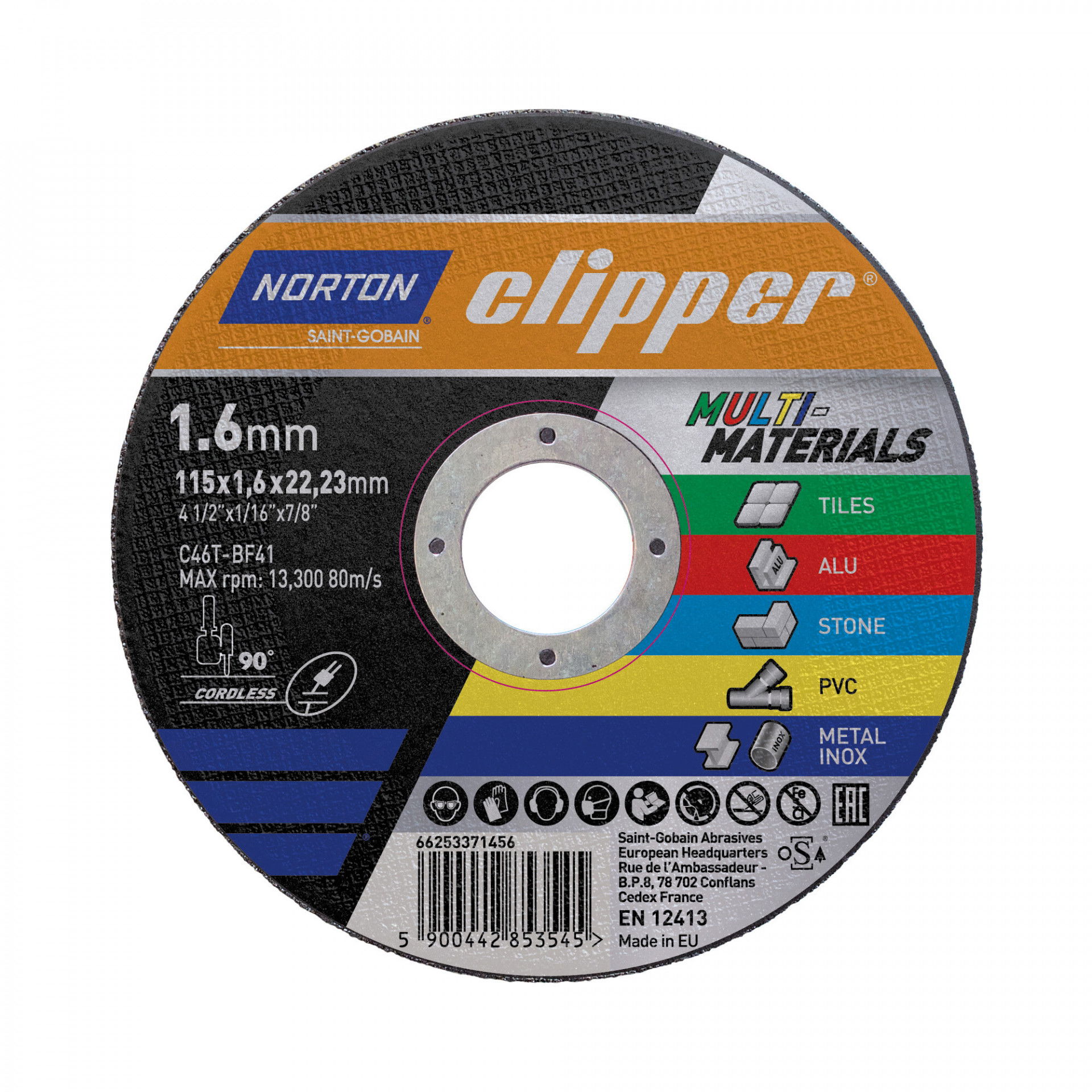 Norton Clipper Multimaterial vágókorong 115x1,6x22,23mm C46T, 25 db/csomag termék fő termékképe