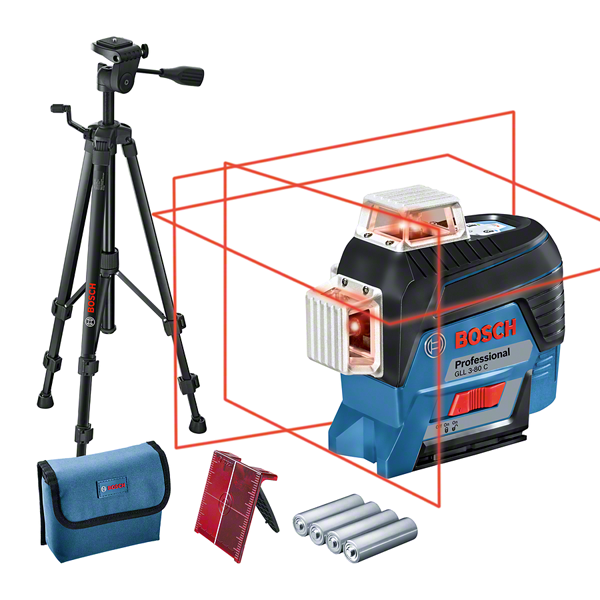 Bosch GLL 3-80 C vonallézer + BT 150 állvány (4 x 1.5 V LR6 elemmel) termék fő termékképe